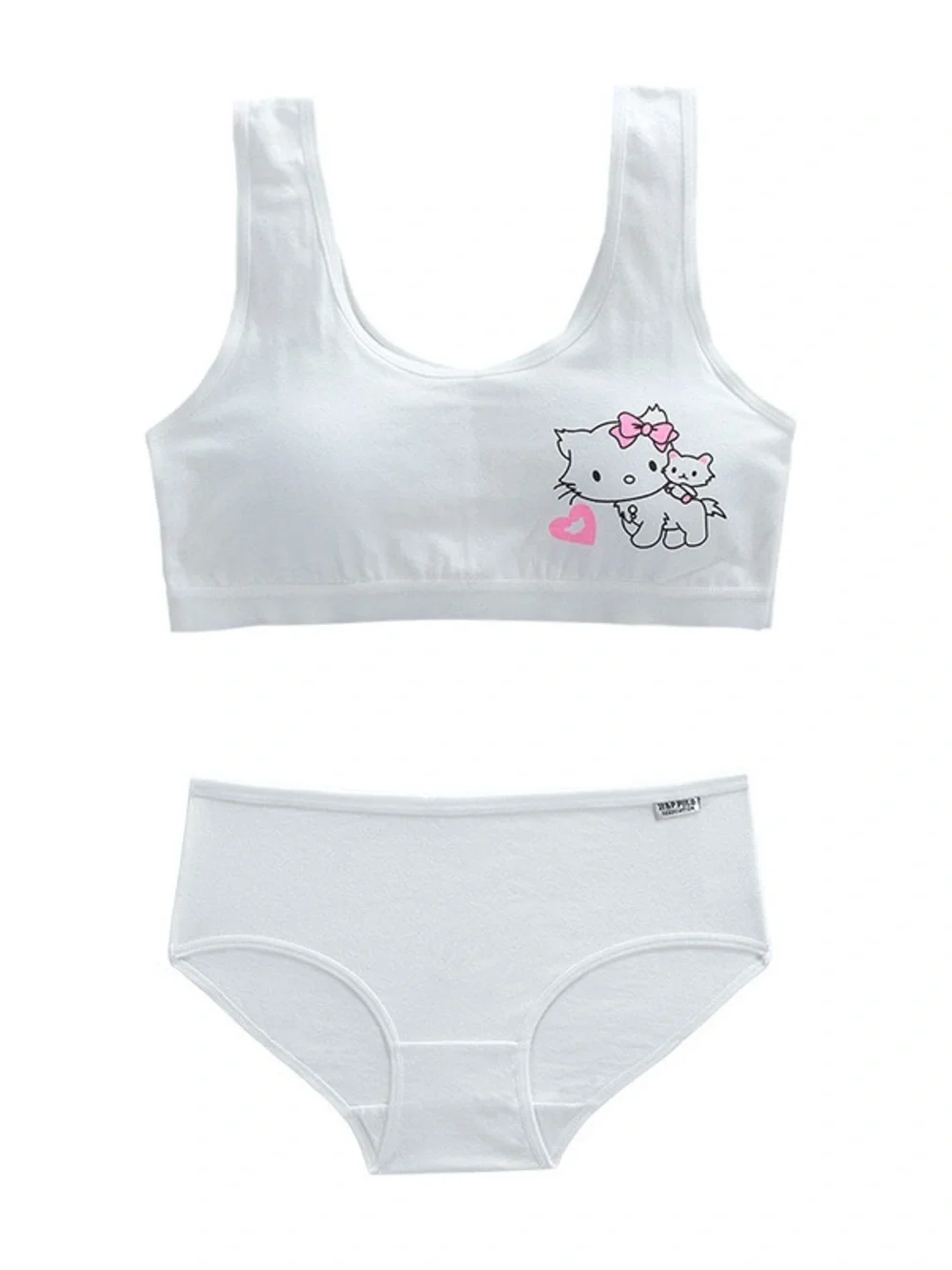Girls' Cotton Training Bra & Briefs Set - White, Lavender, Gray 8-12 Y